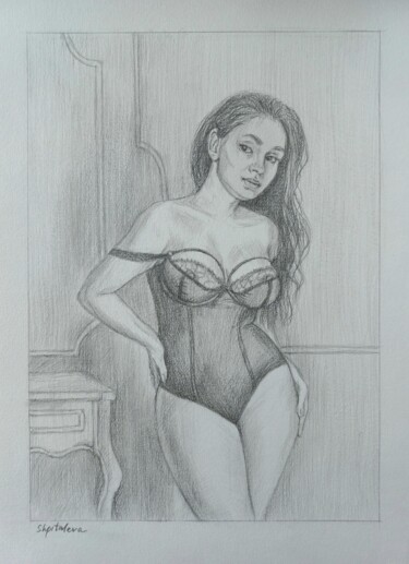 图画 标题为“Boudoir Mood” 由Liliia Shpitaleva, 原创艺术品, 铅笔
