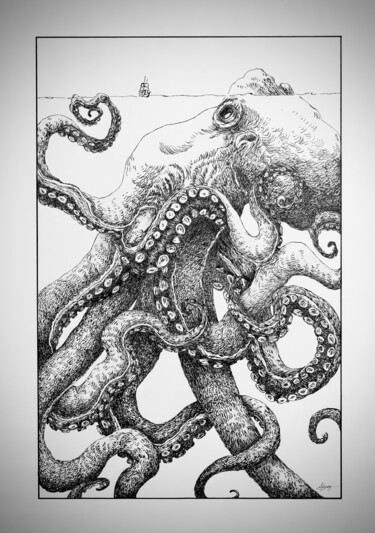 图画 标题为“Kraken” 由Mehiwm, 原创艺术品, 铅笔
