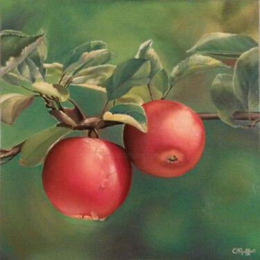 Peinture intitulée "Les pommes" par Odile Ruffat, Œuvre d'art originale, Huile Monté sur Châssis en bois