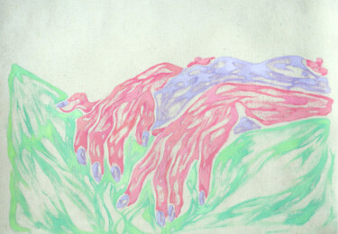Violet-green girl with pink hands 绘画 标题为“Violet-green girl w…” 由Lola Marinn, 原创艺术品, 油