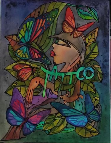 Pittura intitolato "Free tattoo 2" da Małgorzata Krasucka, Opera d'arte originale, Olio Montato su Telaio per barella in leg…