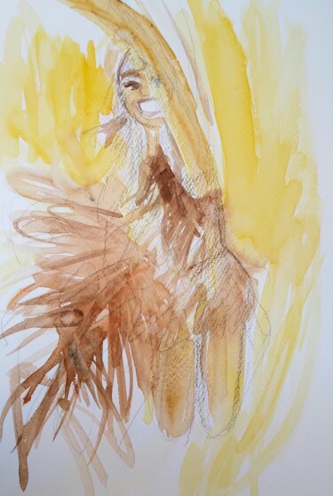 Pintura intitulada "Joséphine mouvement" por Cécile Freitas, Obras de arte originais, Aquarela