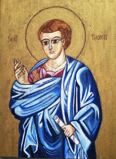 Peinture intitulée "Saint Thomas, apôtr…" par Laure Barlet, Œuvre d'art originale, Huile