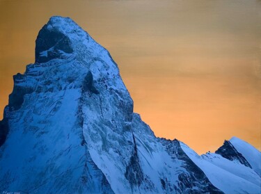 Crépuscule sur le Cervin Painting titled "Crépuscule sur le C…" by Patrick Egger, Original Artwork, Acrylic Mounted on Wood Stretcher frame