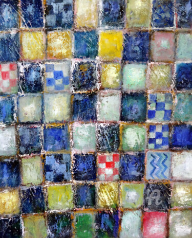 Colorful Mosaic on the Wall Oil Painting 绘画 标题为“Colorful Mosaic on…” 由Indrani Ghosh, 原创艺术品, 油