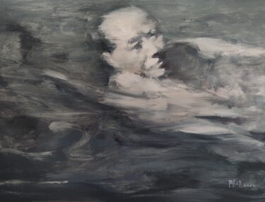 绘画 标题为“Mao Zedong  swim in…” 由Qiang Chen, 原创艺术品, 油