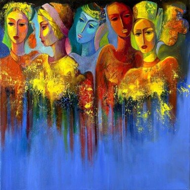 Painting titled "Contemporary Castin…" by Reneta Isin, Original Artwork, Oil Mounted on Wood Stretcher frame