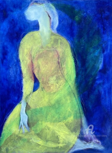Peinture intitulée "Yellow & Blue" par Consuelo Child-Villiers, Œuvre d'art originale, Huile