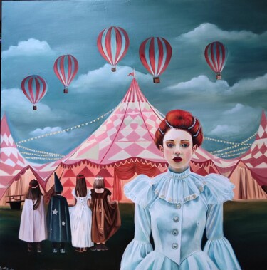 Painting titled "Lo spettacolo delle…" by Laura Muolo, Original Artwork, Oil Mounted on Wood Stretcher frame