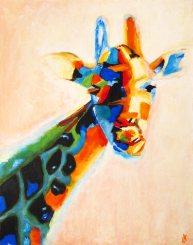 Giraffe baby Pittura intitolato "Giraffe baby" da Ludmila Kovalenko, Opera d'arte originale, Acrilico Montato su Cartone