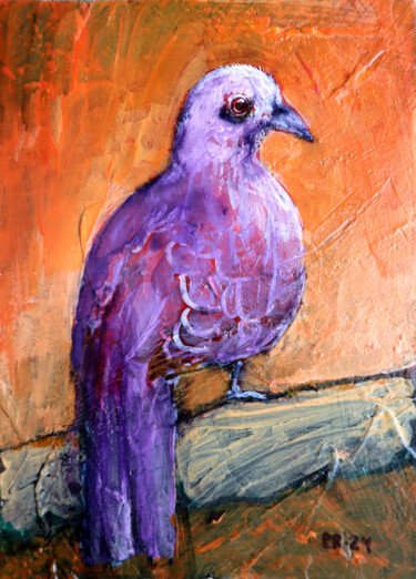 Schilderij getiteld "DOVE" door Rakhmet Redzhepov, Origineel Kunstwerk, Olie Gemonteerd op Karton