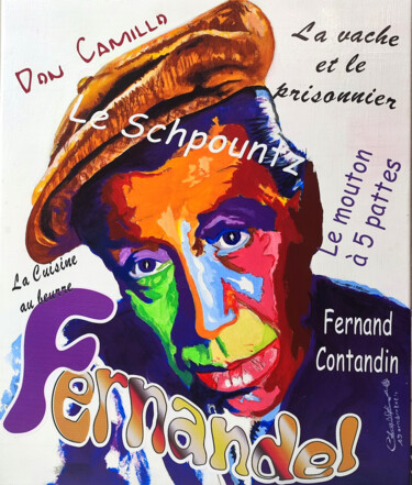 Painting titled "Fernandel" by Christian Leroy Napoli, Original Artwork, Acrylic