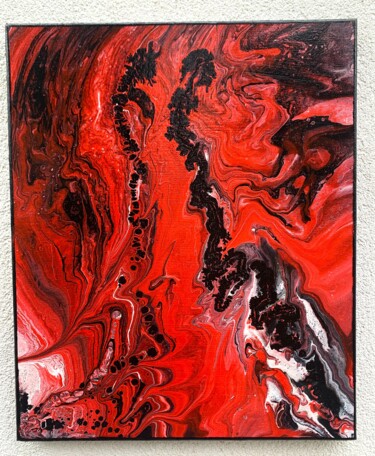 Pittura intitolato "STRATES VOLCANIQUES" da Nathalie Caillaud, Opera d'arte originale, Acrilico Montato su Telaio per barell…