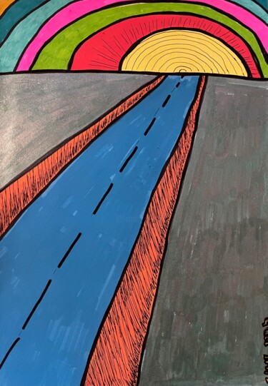 图画 标题为“The road and only t…” 由Christophe Verger-Lecocq, 原创艺术品, 标记