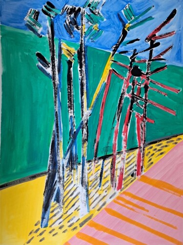 Peinture intitulée "Pinède à Saint Pala…" par Martin Jobert, Œuvre d'art originale, Acrylique