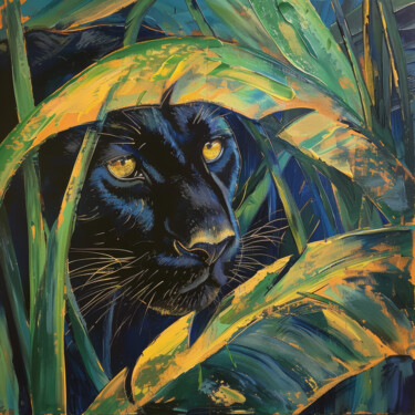 数字艺术 标题为“Black panther” 由Irene Nekrasova, 原创艺术品, AI生成的图像