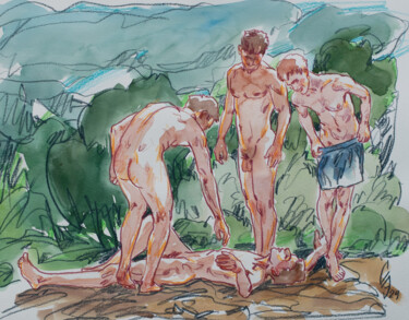 Disegno intitolato "Go home." da Sergey Sovkov, Opera d'arte originale, Acquarello
