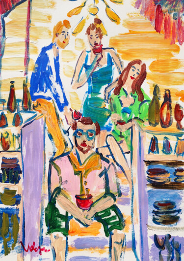 绘画 标题为“Friends in der Bar…” 由Natalya Volynska, 原创艺术品, 丙烯