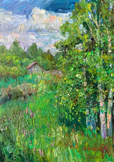 绘画 标题为“В окрестностях села…” 由Василий Шиханов, 原创艺术品, 油 安装在木质担架架上