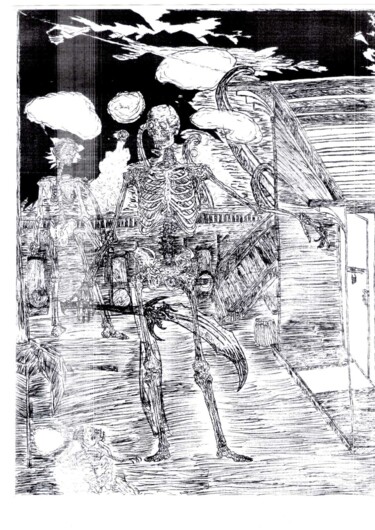 Dibujo titulada "Dia das Bruxas" por Matheus Borges Meier, Obra de arte original, Pigmentos