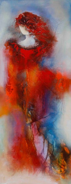 Schilderij getiteld "Marian 24-02" door Wil Lof, Origineel Kunstwerk, Acryl Gemonteerd op Frame voor houten brancard