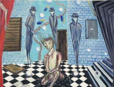 Peinture intitulée "L'enfer c'est les a…" par Monique-Laurence Jury, Œuvre d'art originale, Huile Monté sur Châssis en bois
