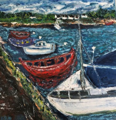 Pittura intitolato "Le port" da Maria Helena De  Macedo  Benier, Opera d'arte originale, Olio