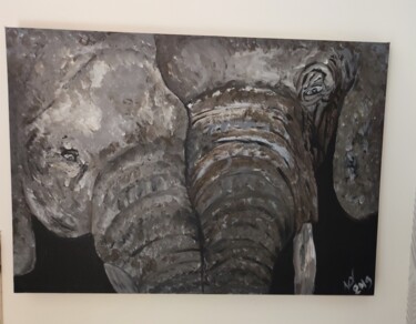 Peinture intitulée "Éléphants" par Norah Drabla, Œuvre d'art originale, Acrylique Monté sur Châssis en bois