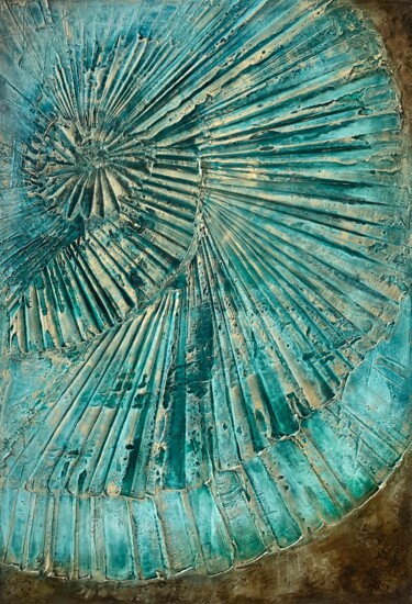 绘画 标题为“Earth, Sea and Shell” 由Brychtova Art, 原创艺术品, 丙烯 安装在木质担架架上