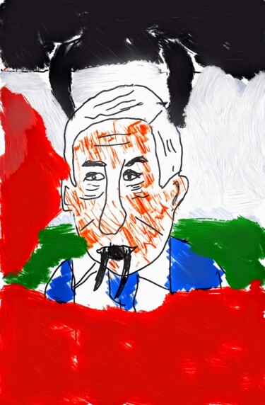 Dessin intitulée "l'assassin Netanyah…" par Iheb Gharbi, Œuvre d'art originale, Marqueur