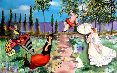 Peinture intitulée "JARDIN DE MUSAS" par Bernardo Alvarez, Œuvre d'art originale, Acrylique Monté sur Carton