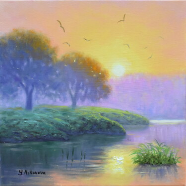 Glow of Dawn 绘画 标题为“Glow of Dawn” 由Yulia Nikonova, 原创艺术品, 油 安装在木质担架架上