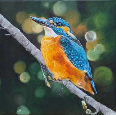 Painting titled "Vous avez un messag…" by Muriel Barrat, Original Artwork, Oil Mounted on Wood Stretcher frame