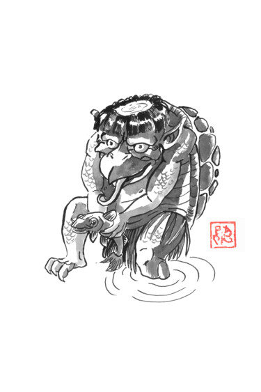 图画 标题为“yokai” 由Péchane, 原创艺术品, 水彩