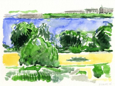 Malerei mit dem Titel "Elbe bei Teufelsbrü…" von Detlef Lemme (Farbenkugel), Original-Kunstwerk, Aquarell