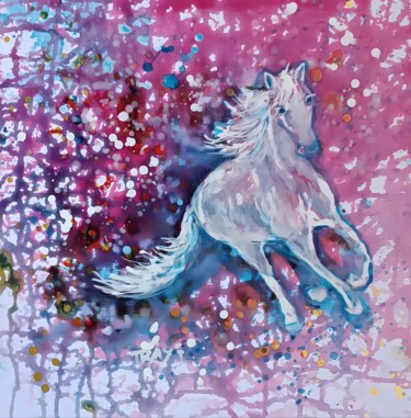 Malerei mit dem Titel "Abstract with white…" von Diana Dimova - Traxi, Original-Kunstwerk, Acryl