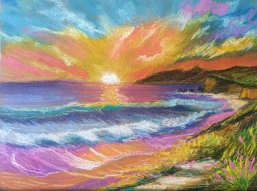 Disegno intitolato "Tramonto vivace" da Elisabettac, Opera d'arte originale, Pastello