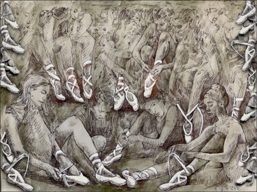 图画 标题为“POINTE SHOES” 由Dags, 原创艺术品, 墨