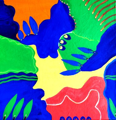 Painting titled "TROPICAL ABSTRACT 29" by Esteves De Cooman, Original Artwork, Acrylic
