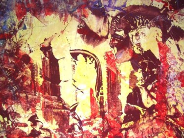 Painting titled "ruines beige-detail" by Delphine Bernard, Original Artwork, Oil