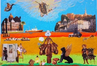Plus qu'une terre...Une histoire d'humanité Collages titled "Plus qu'une terre..…" by Isabelle Flegeau, Original Artwork, Collages