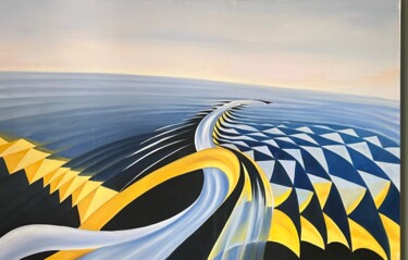 Pittura intitolato "Floating waves" da Edart, Opera d'arte originale, Olio Montato su Telaio per barella in legno