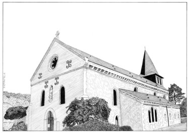 Drawing titled "Notre-Dame des vert…" by Pascal Tavarner, Original Artwork, Ink