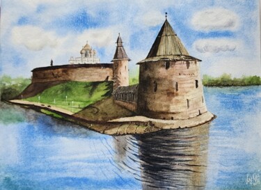 Malarstwo zatytułowany „Pskov Krom” autorstwa Nataliya Gulina, Oryginalna praca, Akwarela