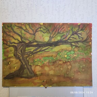 제목이 "Foret d'automne 2"인 미술작품 Norah Drabla로, 원작, 수채화 유리에 장착됨