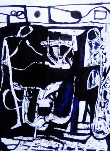 Painting titled "chat à moustache ;-)" by Francisco Mendes, Original Artwork, Acrylic