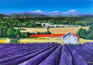 Paysage de Provence sur fond des Préalpes Peinture intitulée "Paysage de Provence…" par Samuel Kouyoumdjian, Œuvre d'art originale, Huile Monté sur Châssis en bois