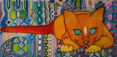 "D'or & de roux" başlıklı Tablo Janusz Malik tarafından, Orijinal sanat, Vitray boyama