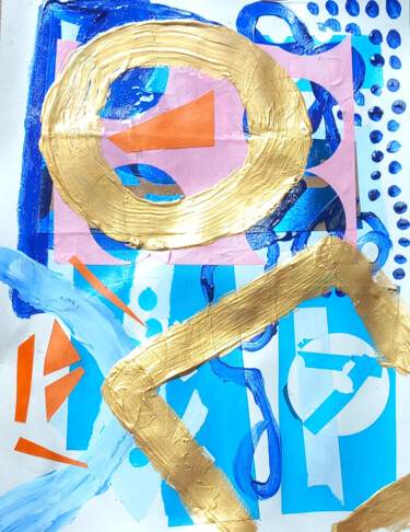 拼贴 标题为“Gold series 2” 由Ronnie Kolner, 原创艺术品, 拼贴