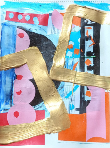 Collages titled "Gold series 3" by Ronnie Kolner, Original Artwork, Collages